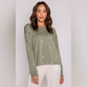 P.J. Salvage Wild Lands Embroidered Raglan-Sleeve Top